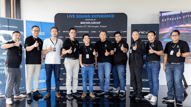 งานดี — ภาพบรรยากาศ งาน "𝐋𝐢𝐯𝐞 𝐒𝐨𝐮𝐧𝐝 𝐄𝐱𝐩𝐞𝐫𝐢𝐞𝐧𝐜𝐞 𝐏𝐫𝐞𝐬𝐞𝐧𝐭𝐞𝐝 𝐛𝐲 𝐕𝐢𝐜𝐡𝐚𝐢 𝐆𝐫𝐨𝐮𝐩" งานเปิดตัวสินค้าใหม่จากแบรนด์ QSC L Class Series, #TASCAM SonicView Series และ Audio-Technica ATS99 จัดขึ้นที่ Black Box Theatre, มหาวิทยาลัยมหิดล ศาลายา